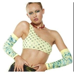 Jaded London Women's Asymmetric Overlay Top Knit Mix Size 6 NWT One Shoulder